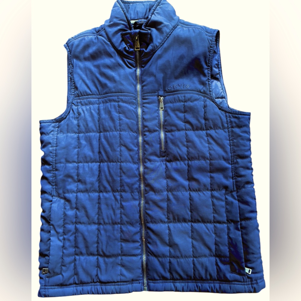 Orvis Full Zip Quilted Puffer Vest Women's M Navy Blue
